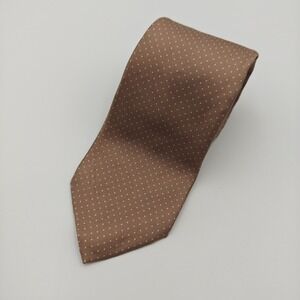 Rooster Mens 100%‎ Silk Neck Tie Brown with Polka Dots Made in Italy